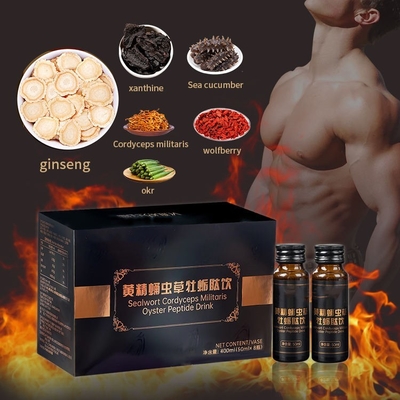OEM LOGO Sealwort Cordyceps Militaris Oyster Peptide Drink Tingkatkan Daya Tahan Kesehatan Pria Cairan Oral
