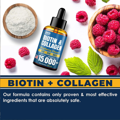 OEM Oral Liquid Biotin Collagen Untuk Pertumbuhan Rambut Dan Kesehatan Kulit Menurunkan Liquid Collagen Dan Biotin