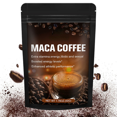 OEM Private Label 50g Ekstrak Akar Maca Organik Bubuk Kopi Maca Energi Pria