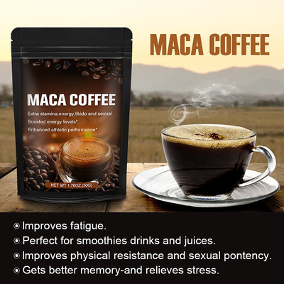 OEM Private Label 50g Ekstrak Akar Maca Organik Bubuk Kopi Maca Energi Pria