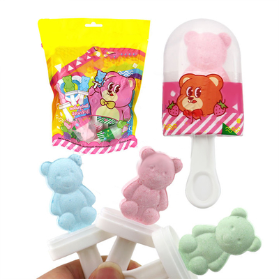 Permen Ditekan Kantung Teddy Bear Lollipop / Tablet Beruang Permen Lollipop OEM