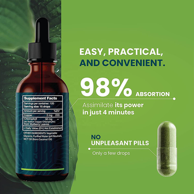 OEM / ODM Chlorophyll Liquid Menjatuhkan 100% Penguat Energi Konsentrat Alami, Dukungan Pencernaan Dan Sistem Kekebalan Tubuh