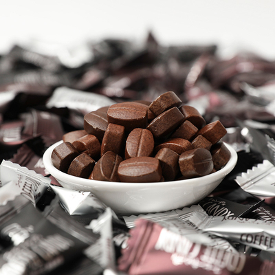 Vegan Candy Bebas Gula Instant Grain Coffee Shape Chewable Coffee Bean Tablet Candy